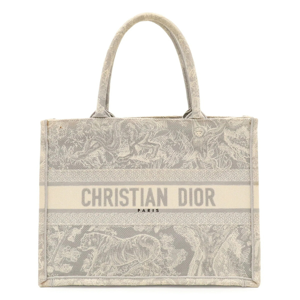 Christian Dior Book Tote, Medium, Reverse Embroidery Canvas, Grey, M1296ZRGO